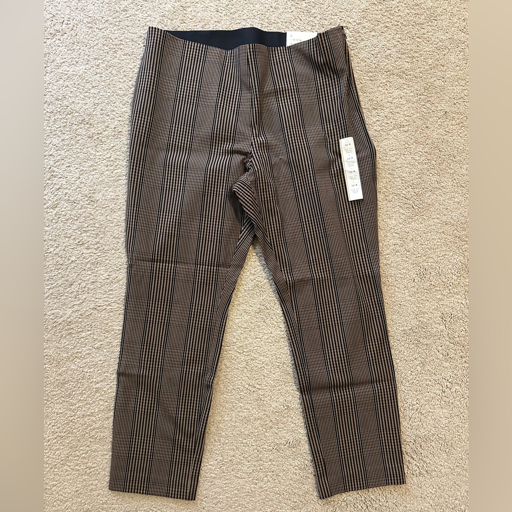 NWT A New Day Brown Plaid Side Zip Stretch Dress Pants Skinny Ankle